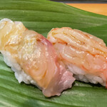 Sushiya No Yamahachi - クエ（左）、赤エビ