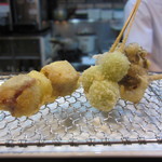 串揚げ 串の実 - イベリコねぎまと銀杏・まいたけ