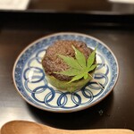 よし町 - ⑦緑茄子田楽　自家製味噌鶏肉、アメリカウラベニイロガワリ、チチタケ、ヤマドリダケ
