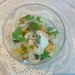 ル ベナトン - 鱧と水茄子、温泉卵のサラダ仕立て