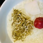 B・B・C長湯 - 7.3 朝食
汐くじら温泉粥
漬物･梅干を乗せて