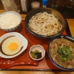 Jikasei Udon Tendon Nakanishi - 牛すきつけうどん＋白御飯小