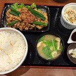 豚丼 信玄 - 料理写真:バラ肉と九条ネギ皿