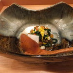 車力門 ちゃわんぶ - 菊菜のお浸し、カラスミ添え