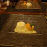 ラ・レゾナンス - パンナコッタとタピオカのココナッツソース、マンゴのジェラート添え