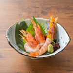 red shrimp sashimi