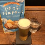 麹町いづみや しろ - あがりビール、なとりひとつぶマイルドチーズ