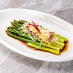 Asparagus with special black vinegar wasabi sauce