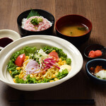 Ramen salad and green onion toro bowl