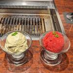 黒毛和牛焼肉 虎斑 - ♪ピスタチオとフランボワーズのシャーベット♪ →→→ とっても濃厚な感じっ！