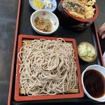 つるや - 天丼ランチ(冷そば大盛り+150円)