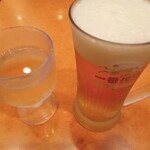 Saizeriya - グラスワイン(白)と生ビール(ジョッキ)
