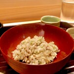 多仁本 - ラストはスッポンと舞茸のご飯　食べてしまいます