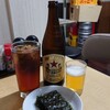 Chuukadokoro Shanshan - 烏龍茶とビンビール(サッポロ、キリン、アサヒかな？3種類から選べます)とお通し無料の韓国海苔