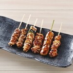 Assorted 6 types of charcoal Grilled skewer skewers