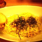 MEAT HOUSE YOKOHAMA MarS - 魚介と明太子の和風パスタ（色が・・・）（2013.10）