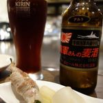 ボウズドア - お通しはシシトウの豚肉巻き200円