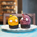 ペチカスケマサコーヒー - かぼちゃのモンブランタルト（690円） 紫芋のモンブランタルト（690円）