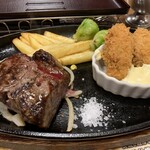 BRONCO BILLY - ウルグアイ産炭焼き超厚切り熟成サーロインステーキ&大粒カキフライ