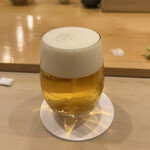 鮨 しゅん輔 - 駆けつけの生ビール