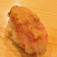 鮨 しゅん輔 阿佐ヶ谷 - 縞海老です。海老味噌をトッピング