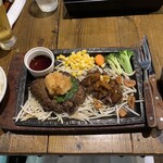 ビフテキ屋 まるり - ヒレハン（ヒレステーキとハンバーグ）定食　ハンバーグはポン酢ソース選択