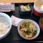 なか卯 - 卵かけ鶏小鉢朝食370円。ご飯小盛り。