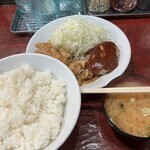 麺飯食堂 めしきんぐ - 生姜焼きとハンバーグ、米600g