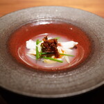 Ino Kantonizu Nihombashi Takase - クエと貝類と花韮のスープ