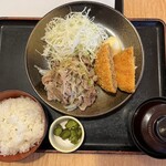 Shabu Shabu Sukiyaki Don Tei - 【日替り】黒毛和牛メンチ＆豚肉のねぎ塩炒め定食ランチ