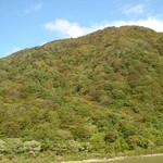 Tozawa Han Funabansho - 船着き場の対岸の山。あと一週間ほどで見頃とか。