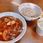 つるや - カレー丼、そば（冷）　平日限定セット
