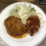 Kicchin Jiro Ando Horoyoi Jiro - メイン ハンバーグ、サブ 帆立ミルクコロッケ、サラダ大盛り