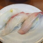 回転寿し活鮮 - 本日三種盛り　カンパチ　真鯛　もんごういか