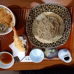 純国産 十割蕎麦 千寿庵 - ミニ豚ロース天丼＋十割蕎麦1人前+単品えび天ぷら
