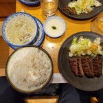 味の牛たん 喜助 - 特切り厚焼定食(3枚6切)麦飯大盛, とろろ