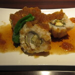 喜和美家 - 太刀魚と茄子の米粉揚げ 柚子おろしポン酢