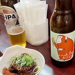 会津屋 - 箕面ビールおさるIPA、たこ煮