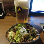 Nihonshu Kafe Ando Soba Yuushuan - 【ミニ宴会プラン】Ｃプラン 生ビールとミニサラダ