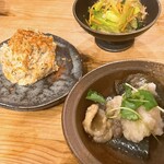 ハナタレ - ポテトサラダ、青梗菜の辛子和え、茄子の揚げ浸し