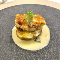 Maison DIA Mizuguchi - ④北海道産真鱈の白子のムニエル&三河産天狗茄子
                    　イタリア産ゴルゴンゾーラソース