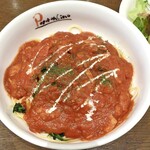 ペペロンチーノ - 料理写真:「パスタランチセット」のあさりとベーコンとほうれん草のトマトソース（大盛り）