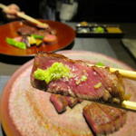 神戸牛 個室 ステーキ 吉祥 - サーロインは塩山葵で