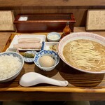 炭火焼濃厚中華そば 奥倫道 - 鯖定食1100円 トリュフ味玉100円 和え玉300円