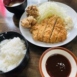 とんかつ食堂 あっとん - とんかつ+唐揚げ(2ヶ)定食