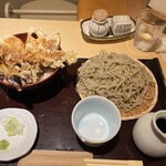 武柳庵 - 穴子天丼とそばのセットご飯大盛1300+100