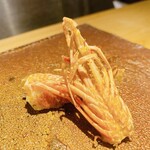 天ぷらあら木 - 海老の頭