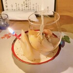 うを徳 - 誕生日ロウソク立て、自家製アイスクリーム、イチジク、にっこり梨、イチジク、ラ・フランス