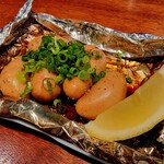 焼鳥食堂 - 百日鶏の白子醤油焼き@700