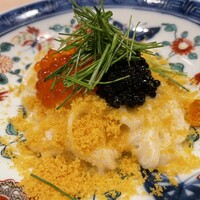 はらまさ - にゅうめん　鱈白子のソース、イクラとキャビアとカラスミ和え